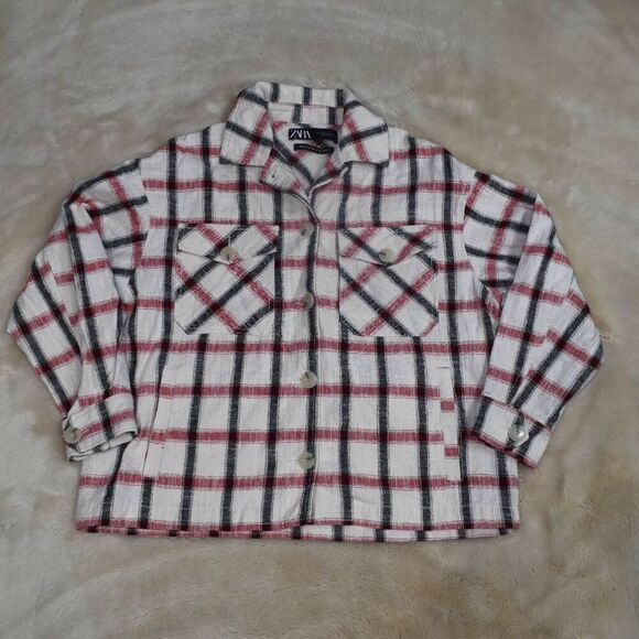 Zara Plaid Oversized Boxy Shirt Jacket Women’s Small Italian Fabric Shacket - Picture 2 of 14